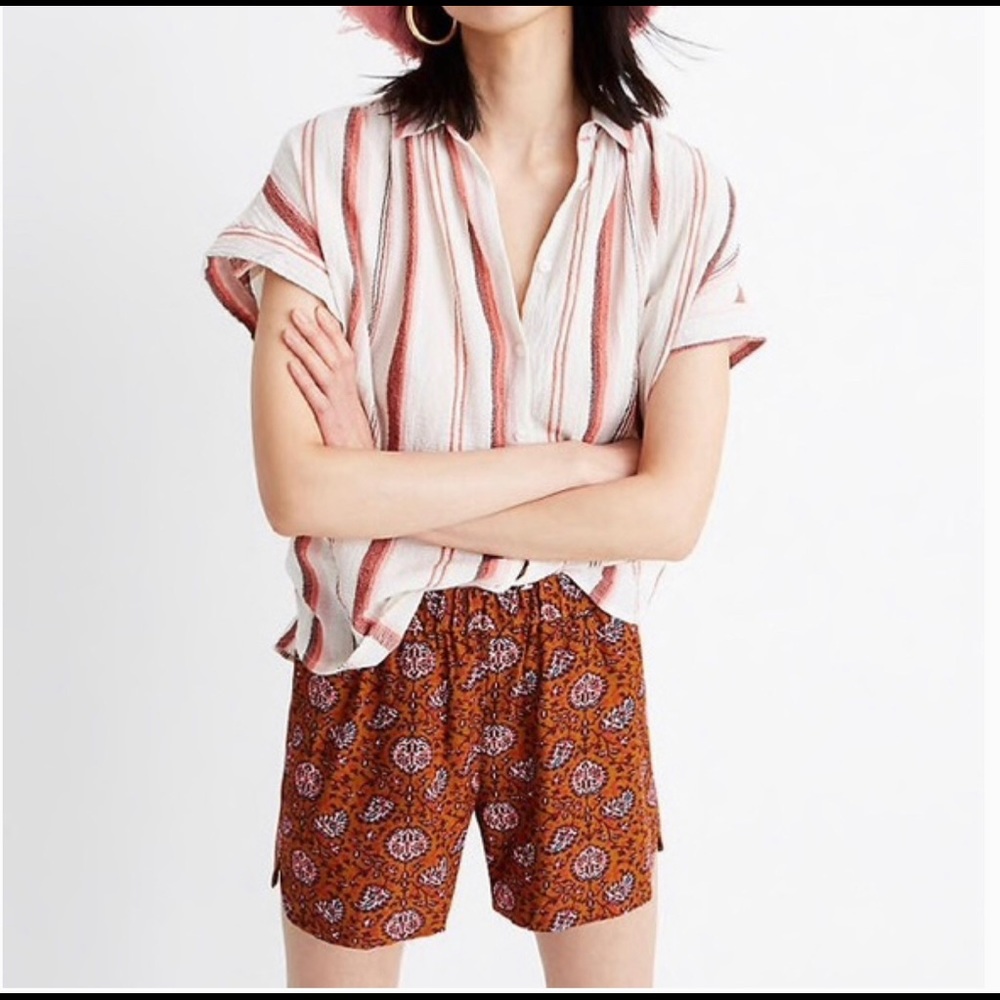 Madewell Drapey-Pull On Shorts in Warm Paisley